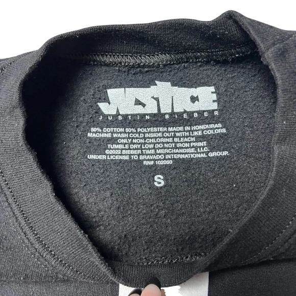 Justin Bieber Sweatshirt Men’s S Black Pullover Crew Neck Sweater Justice Tour - Picture 4 of 7